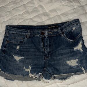 Blank NYC Ripped Jean Shorts - Dark Blue